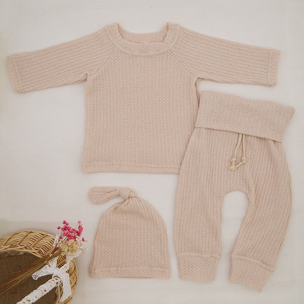 Snugly 3pc Infant Harem Waffle Ribbed Bodysuit with Elastic pants