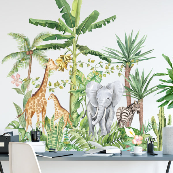 Big Nordic Jungle Animals Wallpaper for Room Decorations