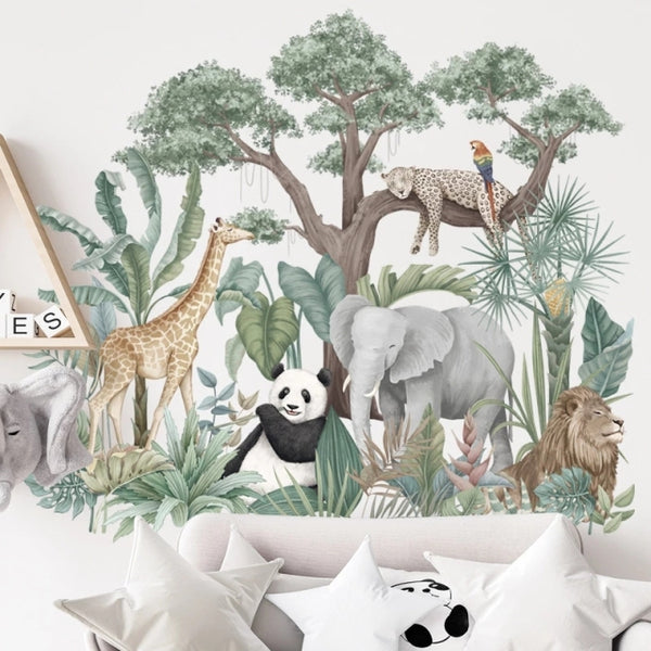 Big Nordic Jungle Animals Wallpaper for Room Decorations