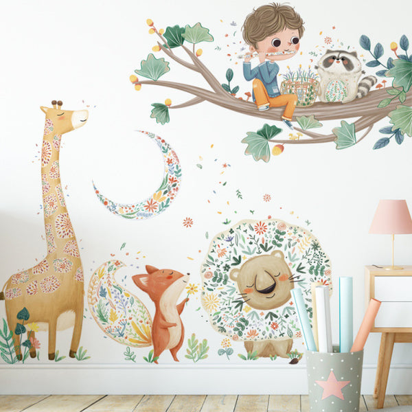 Big Nordic Jungle Animals Wallpaper for Room Decorations