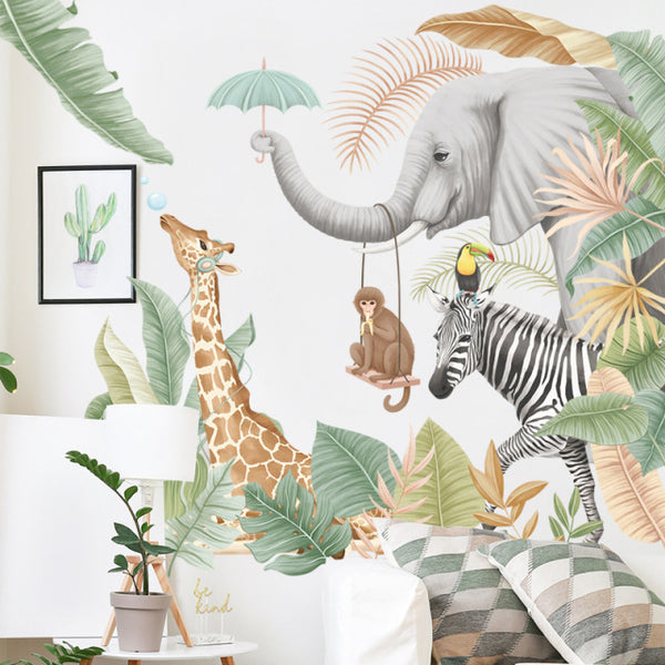 Big Nordic Jungle Animals Wallpaper for Room Decorations