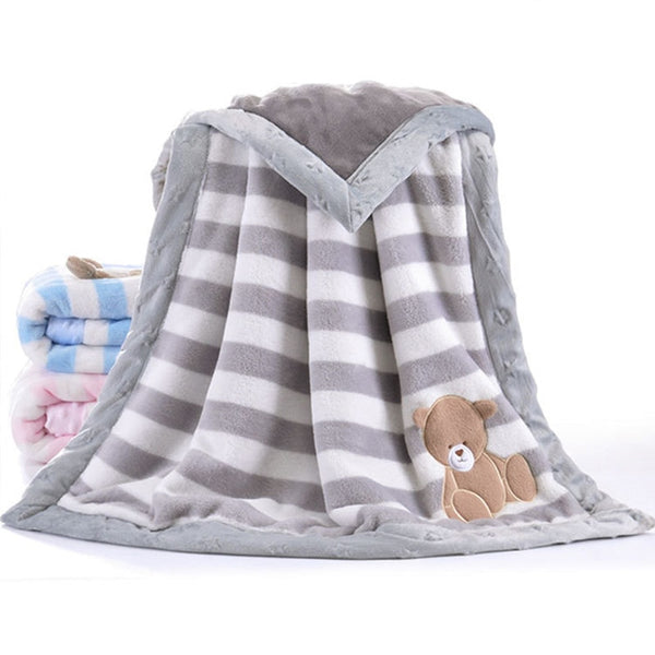 Kiddiezoom Flannel Baby Blanket Animal Print/Heart