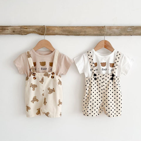 Cute Overalls with Short Sleeve T Shirt