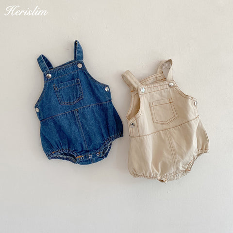 Cute Casual Strappy Baby Denim Playsuit