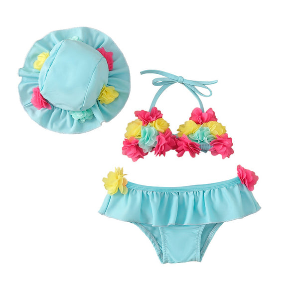 Cute Floral 2pc. Summer Swimwear with Hat