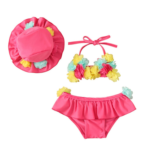 Cute Floral 2pc. Summer Swimwear with Hat