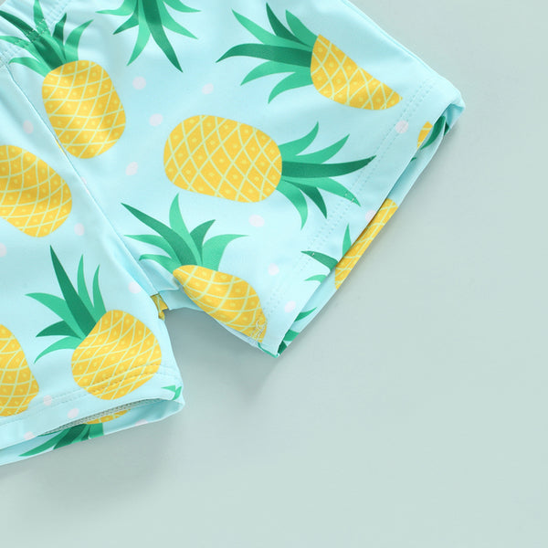 Pineapple Print Short Sleeve T-Shirt and Swim Trunk